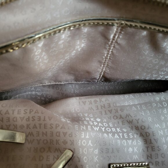 KATE SPADE GOLD METALLIC TOTE BAG - Picture 9 of 13